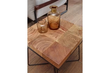 Sidebord Wohnling Massivt tre blokkstil pulverlakkert metallramme industriell - Møbler - Bord - Avlastningsbord & sidobord - Lampebord & sidebord