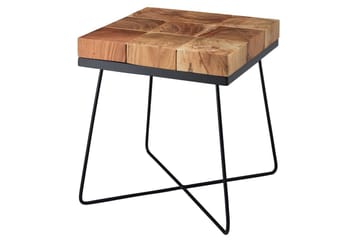 Sidebord Wohnling Massivt tre blokkstil pulverlakkert metallramme industriell - Møbler - Bord - Avlastningsbord & sidobord - Lampebord & sidebord