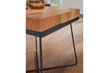 Sidebord Wohnling Massivt tre blokkstil pulverlakkert metallramme industriell - Møbler - Bord - Avlastningsbord & sidobord - Lampebord & sidebord