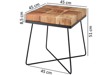 Sidebord Wohnling Massivt tre blokkstil pulverlakkert metallramme industriell - Møbler - Bord - Avlastningsbord & sidobord - Lampebord & sidebord