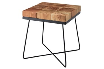 Sidebord Wohnling Massivt tre blokkstil pulverlakkert metallramme industriell - Møbler - Bord - Avlastningsbord & sidobord - Lampebord & sidebord