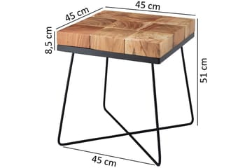 Sidebord Wohnling Massivt tre blokkstil pulverlakkert metallramme industriell - Møbler - Bord - Avlastningsbord & sidobord - Lampebord & sidebord
