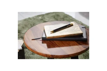 Sidebord Wohnling massivt tre svart metallramme rund 35 cm, industriell loftstil 45 cm - 45 cm - Møbler - Bord - Avlastningsbord & sidobord - Lampebord & sidebord