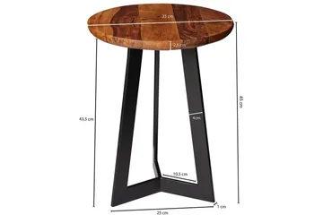 Sidebord Wohnling massivt tre svart metallramme rund 35 cm, industriell loftstil 45 cm - 45 cm - Møbler - Bord - Avlastningsbord & sidobord - Lampebord & sidebord