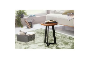 Sidebord Wohnling massivt tre svart metallramme rund 35 cm, industriell loftstil 45 cm - 45 cm - Møbler - Bord - Avlastningsbord & sidobord - Lampebord & sidebord