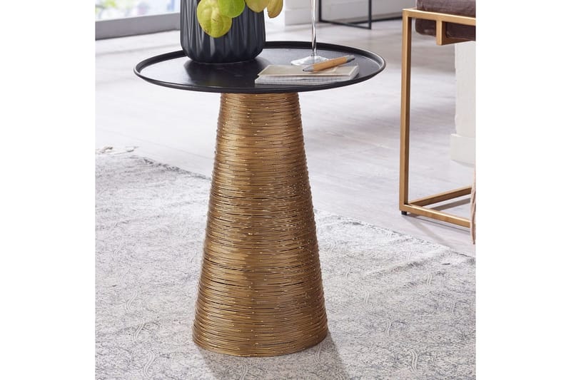 Sidebord Wohnling Metall Rund 40 cm Brettoptikk Bordplate Moderne - Møbler - Bord - Avlastningsbord & sidobord - Lampebord & sidebord