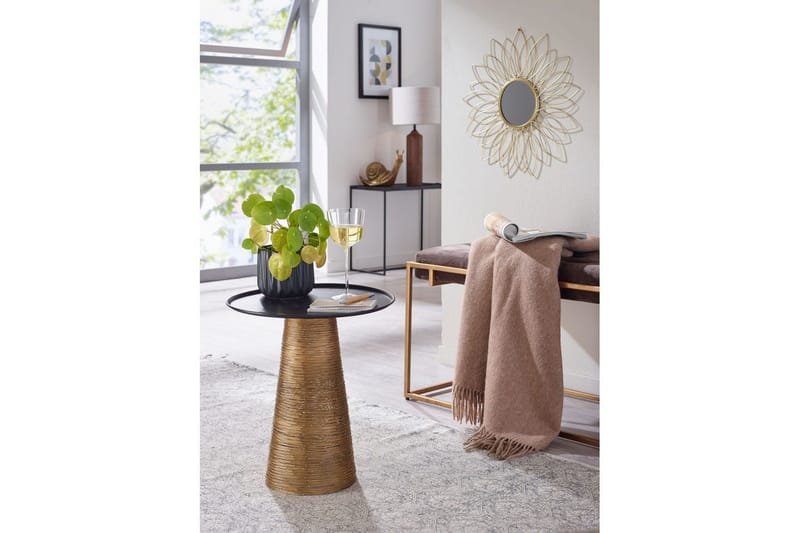 Sidebord Wohnling Metall Rund 40 cm Brettoptikk Bordplate Moderne - Møbler - Bord - Avlastningsbord & sidobord - Lampebord & sidebord