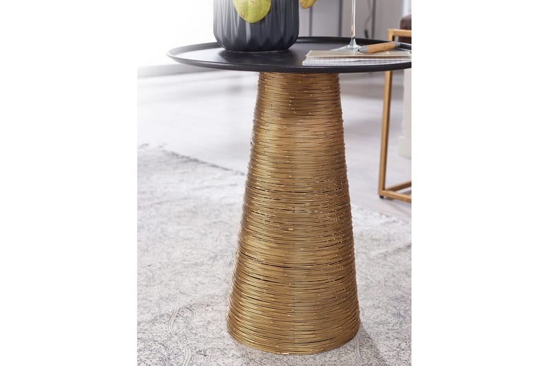 Sidebord Wohnling Metall Rund 40 cm Brettoptikk Bordplate Moderne - Møbler - Bord - Avlastningsbord & sidobord - Lampebord & sidebord