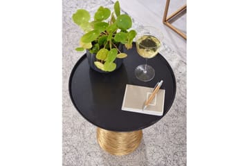 Sidebord Wohnling Metall Rund 40 cm Brettoptikk Bordplate Moderne - Møbler - Bord - Avlastningsbord & sidobord - Lampebord & sidebord