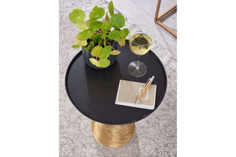 Sidebord Wohnling Metall Rund 40 cm Brettoptikk Bordplate Moderne - Møbler - Bord - Avlastningsbord & sidobord - Brettbord og småbord