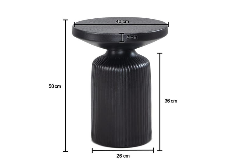 Sidebord Wohnling Metall Rund 40 cm Svart Hamret Utseende Industriell - Møbler - Bord - Avlastningsbord & sidobord - Lampebord & sidebord