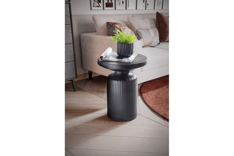 Sidebord Wohnling Metall Rund 40 cm Svart Hamret Utseende Industriell - Møbler - Bord - Avlastningsbord & sidobord - Lampebord & sidebord