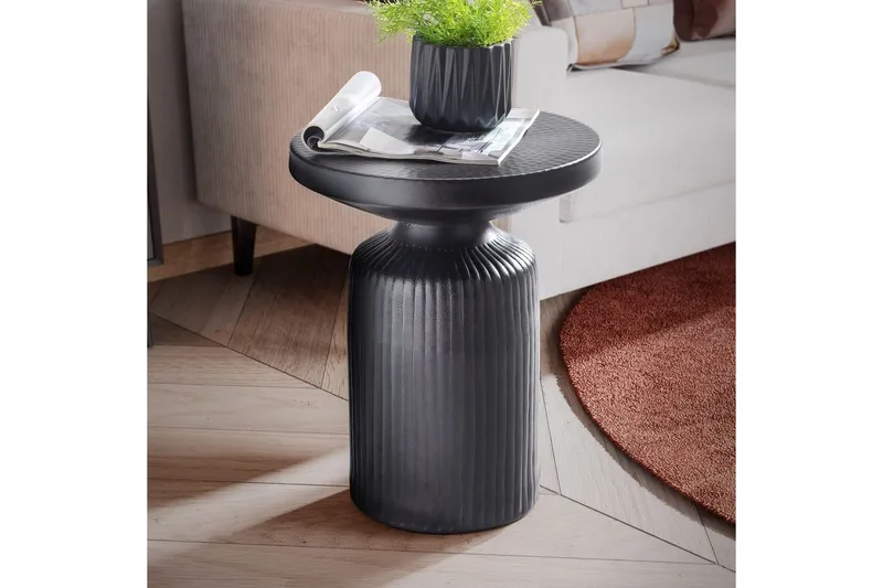 Sidebord Wohnling Metall Rund 40 cm Svart Hamret Utseende Industriell - Møbler - Bord - Avlastningsbord & sidobord - Lampebord & sidebord