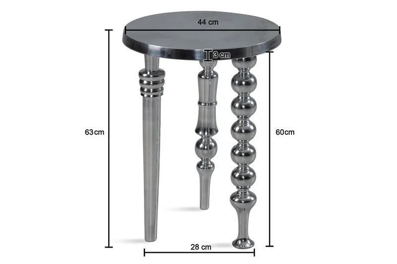 Sidebord Wohnling Metall Rund 44 cm med 3 Forskjellige Ben Moderne - Møbler - Bord - Avlastningsbord & sidobord - Lampebord & sidebord