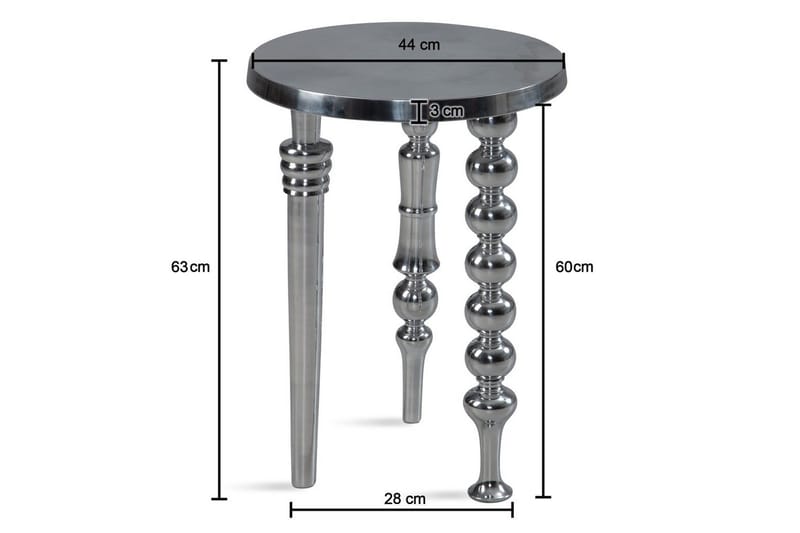 Sidebord Wohnling Metall Rund 44 cm med 3 Forskjellige Ben Moderne - Møbler - Bord - Avlastningsbord & sidobord - Brettbord og småbord