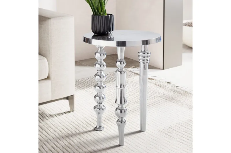 Sidebord Wohnling Metall Rund 44 cm med 3 Forskjellige Ben Moderne - Møbler - Bord - Avlastningsbord & sidobord - Brettbord og småbord