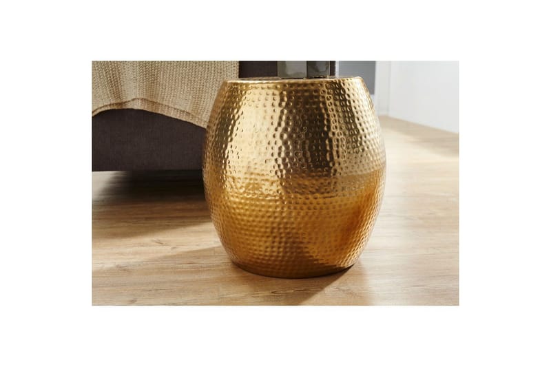 Sidebord Wohnling rund 30 cm, 42 cm høyde, aluminium hammerutseende, orientalsk stil Gull - Gull - Møbler - Bord - Avlastningsbord & sidobord - Brettbord og småbord