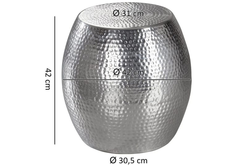 Sidebord Wohnling rund 30 cm, 42 cm høyde, aluminium hammerutseende, orientalsk stil Sølv - Sølv - Møbler - Bord - Avlastningsbord & sidobord - Brettbord og småbord