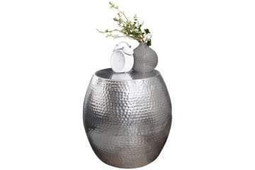 Sidebord Wohnling rund 30 cm, 42 cm høyde, aluminium hammerutseende, orientalsk stil Sølv - Sølv - Møbler - Bord - Avlastningsbord & sidobord - Lampebord & sidebord