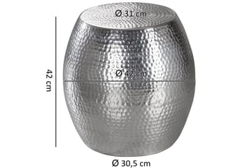 Sidebord Wohnling rund 30 cm, 42 cm høyde, aluminium hammerutseende, orientalsk stil Sølv - Sølv - Møbler - Bord - Avlastningsbord & sidobord - Lampebord & sidebord