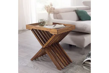 Sidebord Wohnling Rustikk heltre sammenleggbart kryssbensdesign landlig stil - Møbler - Bord - Avlastningsbord & sidobord - Brettbord og småbord