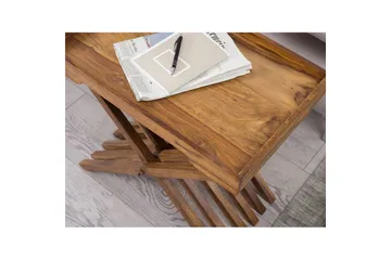 Sidebord Wohnling Rustikk heltre sammenleggbart kryssbensdesign landlig stil - Møbler - Bord - Avlastningsbord & sidobord - Brettbord og småbord