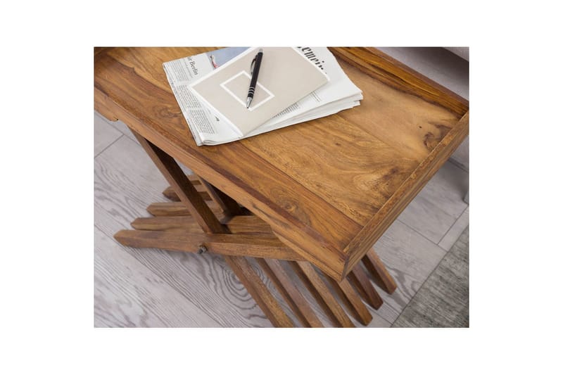 Sidebord Wohnling Rustikk heltre sammenleggbart kryssbensdesign landlig stil - Møbler - Bord - Avlastningsbord & sidobord - Brettbord og småbord