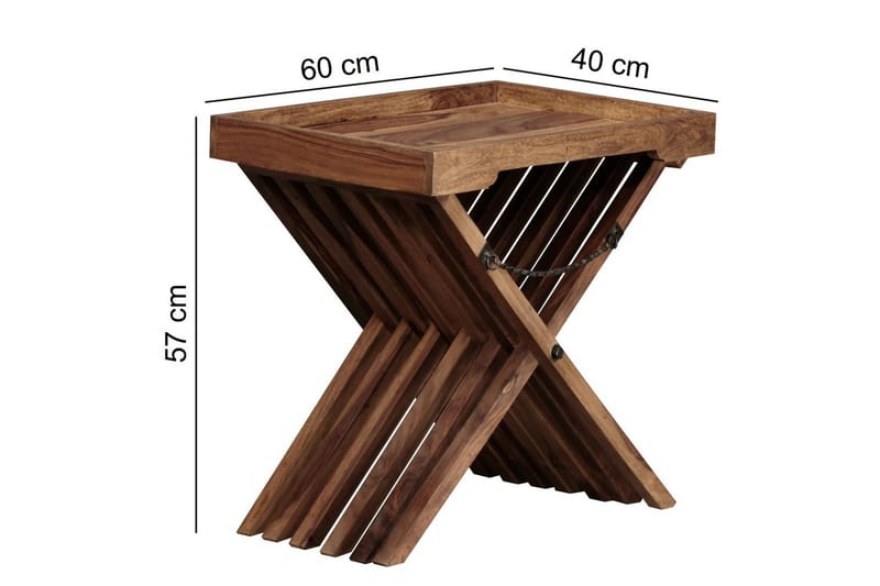 Sidebord Wohnling Rustikk heltre sammenleggbart kryssbensdesign landlig stil - Møbler - Bord - Avlastningsbord & sidobord - Brettbord og småbord