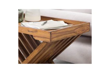 Sidebord Wohnling Rustikk heltre sammenleggbart kryssbensdesign landlig stil - Møbler - Bord - Avlastningsbord & sidobord - Brettbord og småbord