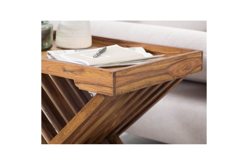 Sidebord Wohnling Rustikk heltre sammenleggbart kryssbensdesign landlig stil - Møbler - Bord - Avlastningsbord & sidobord - Brettbord og småbord