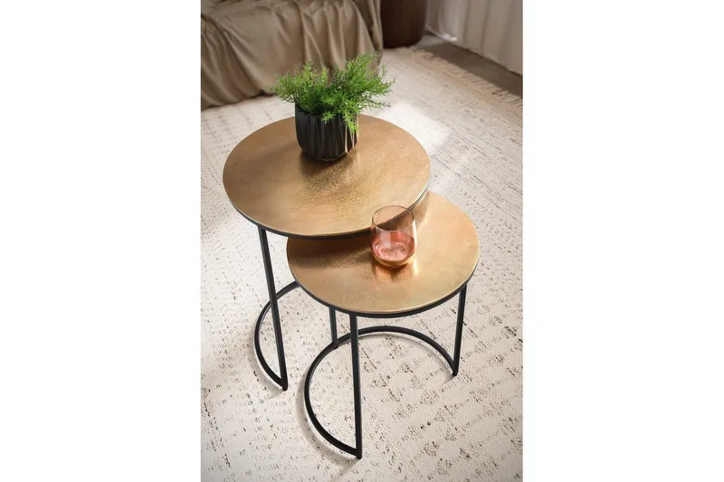 Sidobord & lampbord Wohnling Guld, Svart - Møbler - Bord - Avlastningsbord & sidobord - Settbord