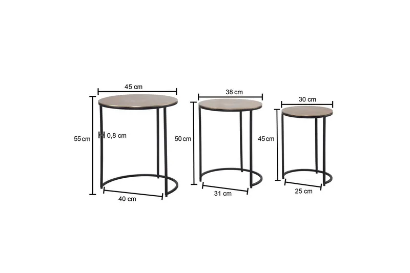 Sidobord & lampbord Wohnling Guld, Svart - Møbler - Bord - Avlastningsbord & sidobord - Settbord