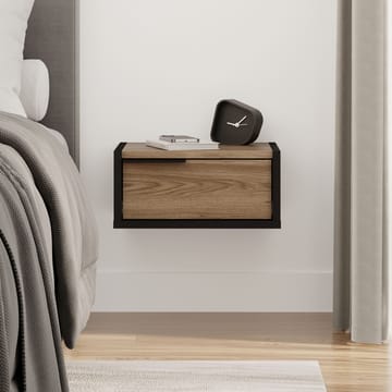 Silena Veggmontert Nattbord 40 cm med Tre- og Valnøttutseende, Oppbevaring med Skuff - Brun/Svart - Møbler - Bord - Avlastningsbord & sidobord - Sengebord & nattbord