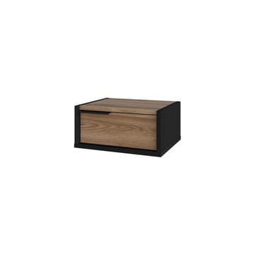 Silena Veggmontert Nattbord 40 cm med Tre- og Valnøttutseende, Oppbevaring med Skuff - Brun/Svart - Møbler - Bord - Avlastningsbord & sidobord - Sengebord & nattbord