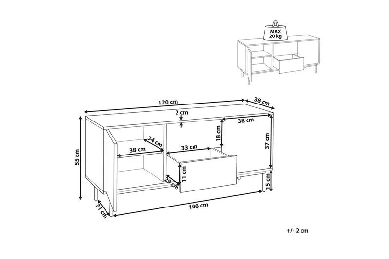 Skjenk Okland Hvit, mørkt treverk - Hvit, mørkt treverk - Oppbevaring - Oppbevaringsmøbler - Sideboard & skjenk