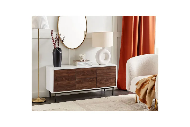 Skjenk Okland Hvit, mørkt treverk - Hvit, mørkt treverk - Oppbevaring - Oppbevaringsmøbler - Sideboard & skjenk