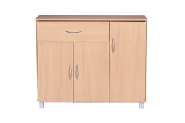Skjenk Wohnling foliert sponplate 90x75 cm, 3 dører 1 skuff, moderne stil Bøk - Bøk - Møbler - Bord - Avlastningsbord & sidobord - Konsollbord & gangbord