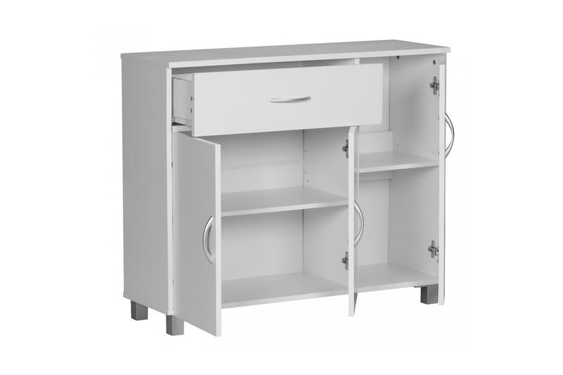 Skjenk Wohnling foliert sponplate 90x75 cm, 3 dører 1 skuff, moderne stil Hvit - Hvit - Møbler - Bord - Avlastningsbord & sidobord - Konsollbord & gangbord