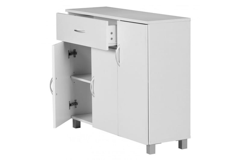 Skjenk Wohnling foliert sponplate 90x75 cm, 3 dører 1 skuff, moderne stil Hvit - Hvit - Møbler - Bord - Avlastningsbord & sidobord - Konsollbord & gangbord