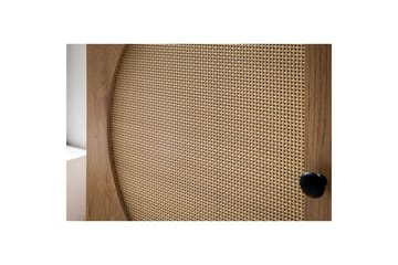Skjenk Wohnling Foliert sponplate eikelook halvsirkel Rattanflett-utseende 2 dører 3 skuffer Moderne - Møbler - Bord - Avlastningsbord & sidobord - Konsollbord & gangbord