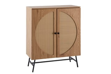 Skjenk Wohnling Foliert sponplate eikelook halvsirkel Rattanflett-utseende 2 dører Moderne - Møbler - Bord - Avlastningsbord & sidobord - Konsollbord & gangbord