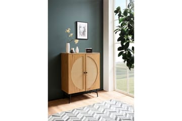 Skjenk Wohnling Foliert sponplate eikelook halvsirkel Rattanflett-utseende 2 dører Moderne - Møbler - Bord - Avlastningsbord & sidobord - Konsollbord & gangbord