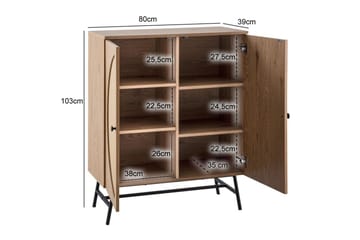 Skjenk Wohnling Foliert sponplate eikelook halvsirkel Rattanflett-utseende 2 dører Moderne - Møbler - Bord - Avlastningsbord & sidobord - Konsollbord & gangbord