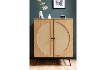 Skjenk Wohnling Foliert sponplate eikelook halvsirkel Rattanflett-utseende 2 dører Moderne - Møbler - Bord - Avlastningsbord & sidobord - Konsollbord & gangbord