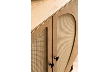 Skjenk Wohnling Foliert sponplate eikelook halvsirkel Rattanflett-utseende 2 dører Moderne - Møbler - Bord - Avlastningsbord & sidobord - Konsollbord & gangbord