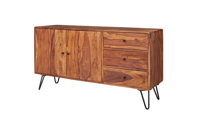 Skjenk Wohnling Heltre 145 cm med 3 skuffer 1 dør Hårnålben Industriell - Møbler - Bord - Avlastningsbord & sidobord - Pidestall & blomsterpidestall