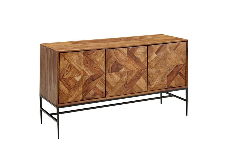 Skjenk Wohnling Heltre trekant optisk inlay 123 cm med 3 dører industriell - Møbler - Bord - Avlastningsbord & sidobord - Konsollbord & gangbord