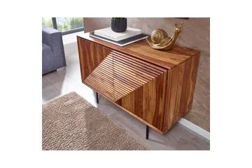 Skjenk Wohnling massivt tre, 3D geometrisk front, push-to-open, industriell loftstil 100 cm - 100 cm - Møbler - Bord - Avlastningsbord & sidobord - Konsollbord & gangbord