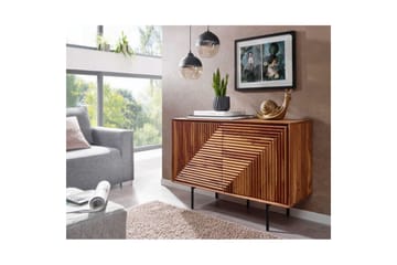 Skjenk Wohnling massivt tre, 3D geometrisk front, push-to-open, industriell loftstil 100 cm - 100 cm - Møbler - Bord - Avlastningsbord & sidobord - Konsollbord & gangbord
