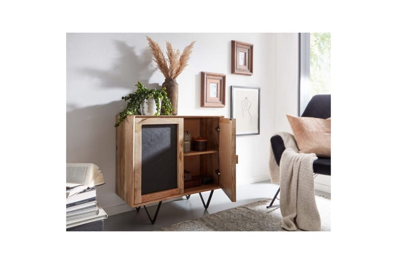Skjenk Wohnling Massivt tre 80 cm 3D kant steinoptikk front 2 dører moderne - Oppbevaring - Oppbevaringsmøbler - Sideboard & skjenk